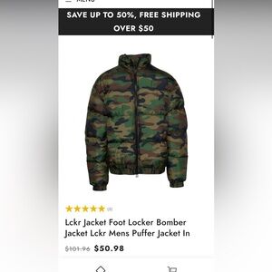 LCKR mens camo puffer jacket sz medium